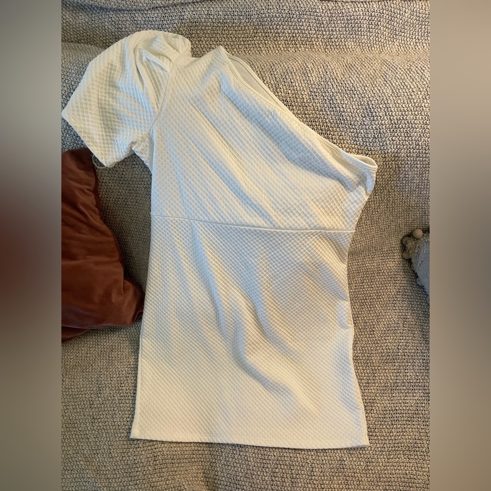 White asymmetric mini dress